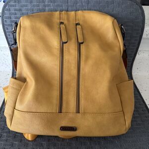 Cluci Mustard Yellow Backpack Faux Leather Preowned